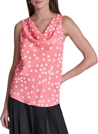 Halston Heritage Polka Dot Cowl Neck Top