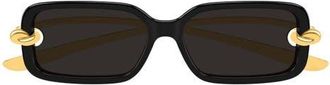 Bottega Veneta 56mm Rectangular Sunglasses in Black at Nordstrom