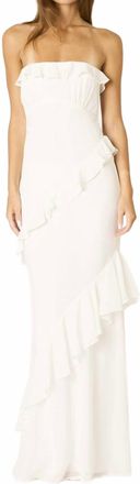 Cotton Candy L.A. Strapless Ruffle Tiered Maxi Dress In White