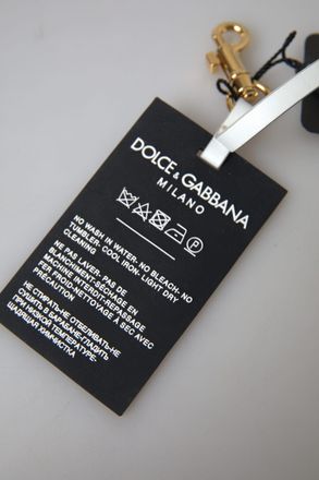 Dolce & Gabbana Womens Black Silicone Dg Logo Gold Brass Keychain Accessory