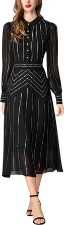 Burryco Burryco Black Embellished Midi Dress