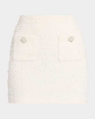 Self Portrait Embellished Boucle Mini Skirt