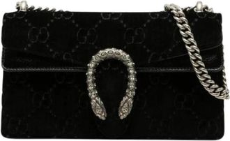 Gucci Pre-owned Velvet Crossbody Bag - Dames - Vintage Schoudertas - Zwart - ONE Size - Leer - Vintage