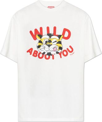Kenzo Katoenen T-shirt - Heren - T-shirts - Wit - XL - Katoen - Tops