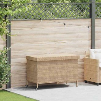 vidaXL Contenitore da Giardino con Ruote Beige Misto Polyrattan - Vidaxl