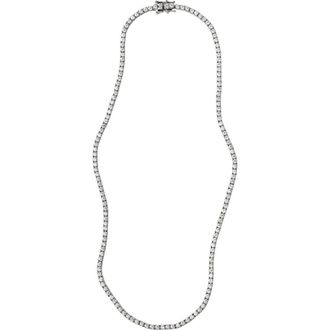 Made by Mary CZ Prong-Set Tennis Necklace in Silver at Nordstrom, Size 16