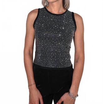 Elan Joey Sequin Tank Top In Black