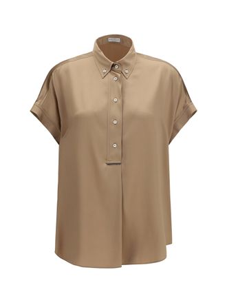 Brunello Cucinelli Womens Silk Shirt Praline