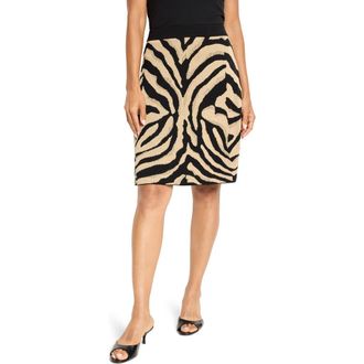 Nic+Zoe Zebra Stripe Knit Skirt in Neutral Multi at Nordstrom Rack, Size X-Large