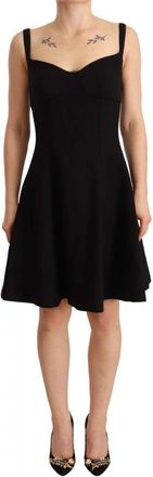 Dolce & Gabbana Womens Black Fit Flare Wool Stretch Sheath Dress - Size 8 UK