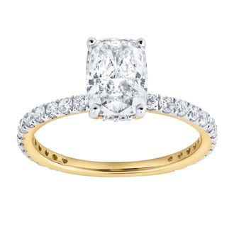 LuvMyJewelry Melina 14K White Gold Cushion Lab Grown Diamond Engagement Ring - 2.02 Ct