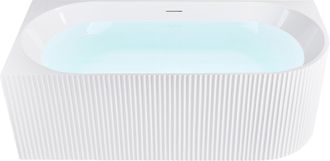 Beliani Ba&ntilde;era Esquinera Derecha Moderna 170 X 80 Cm Acabado Acr&iacute;lico Acanalado Ba&ntilde;o Mate Blanco Gocta