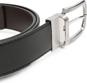 Emporio Armani Leather with Logo Hardware Belt - Black