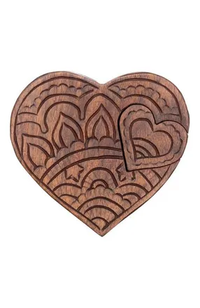 Matr Boomie Heart Puzzle Box Jewelry Holder - Hand Carved Wood in Brown at Nordstrom