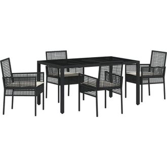 vidaXL Conjunto De Comedor De Jard&iacute;n 5 Pcs Negro Polirat&aacute;n Vidaxl