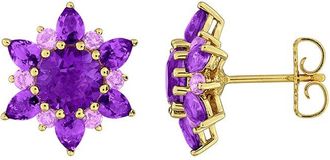 Rina Limor Silver 4.90 Ct. Tw. Amethyst, Rose De France Stud Earrings