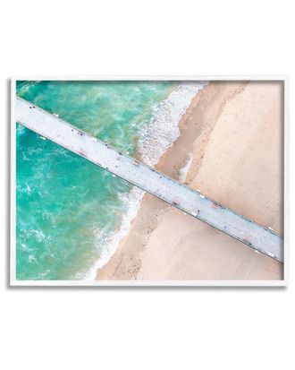 Stupell Industries Aerial Ocean Beach Bridge Framed Giclee Wall Art By Jeff Poe