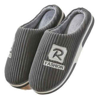 Generic Winter Plus Size Cotton Slippers for Mens Indoor Non-slip Warm Slippers(02 gray,42-43)