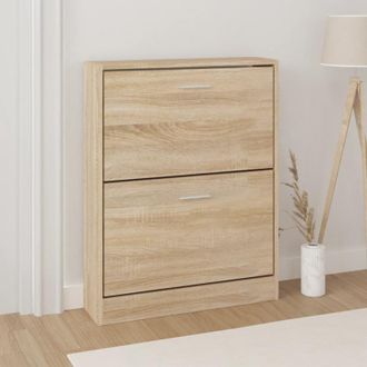 vidaXL Mueble Zapatero Madera Contrachapada Roble 59x17x81 Cm Vidaxl