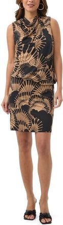 Trina Turk Lenaya 3 Printed Jersey Blouson Cowl Neck Dress in Black/camel at Nordstrom, Size X-Small