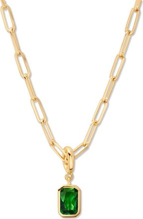 Brook & York Mackenzie Birthstone Paper Clip Chain Pendant Necklace in Gold - May at Nordstrom