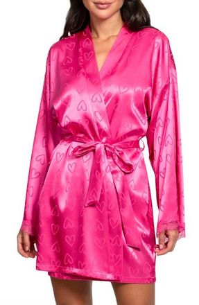 In Bloom by Jonquil Sasha Heart Satin Wrap in Hot Pink at Nordstrom, Size X-Large