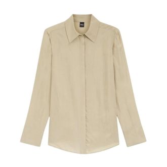 HUGO BOSS Dames, Blouses & Shirts, Beige, Maat: 2XL Zijde
