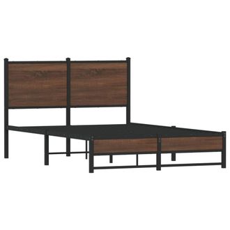 Berkfield Home Metal Bed Frame without Mattress Brown Oak 120x190 cm Small Double