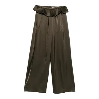 Khaite Dames, Broeken, Bruin, Maat: XS Satijn