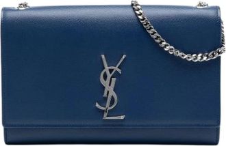 Saint Laurent Pre-owned Cross Body Bags, female, Blue, Size: ONE SIZE Pre-owned Leather Crossbody Bag