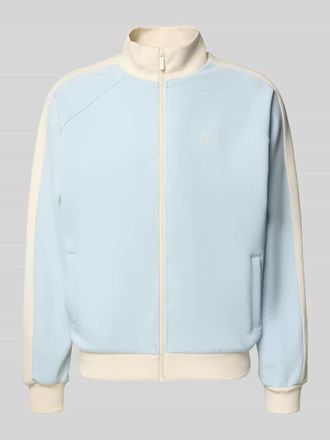 Karl Kani Regular Fit Sweatjacke mit Logo-Stitching in Hellblau, Gr&ouml;&szlig;e XXL