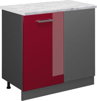 Vicco Armario De Esquina R-line, Rojo Burdeos Alto Brillo, 86 Cm Et M&aacute;rmol