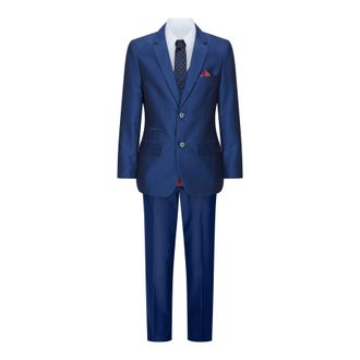PAUL ANDREW Boys 3 Piece Shiny Royal Blue Classic Suit - Navy - Size 11Y