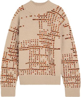 Dries Van Noten Mauritius Patterned Wool-blend Jumper - Beige - XL
