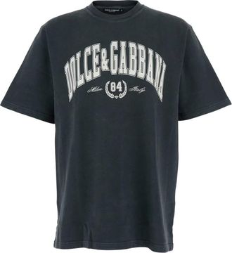Dolce & Gabbana Katoenen T-shirt met print - Heren - T-shirts - Grijs - M - Katoen - Tops