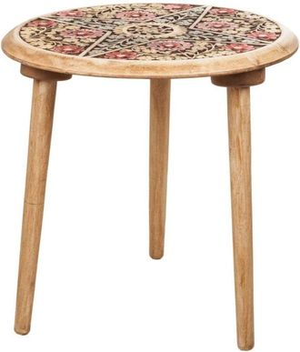 Wanderlust Deco Mesa De Centro De Madera Artesanal Marr&oacute;n 45x45x45h Cm