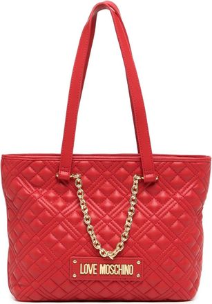 Love Moschino chain-link detail faux-leather tote bag - women - Polyurethane - OS - Red