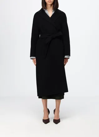 Max Mara S Max Mara Cappotto lungo a vestaglia in pura lana vergine con cintura abbinata