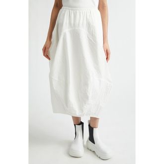 Melitta Baumeister Wavy Seam Crinkled Cotton & Nylon Midi Skirt in White at Nordstrom, Size Medium
