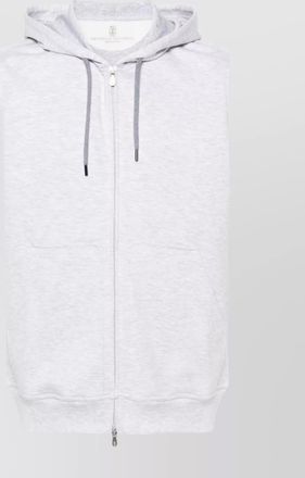 Brunello Cucinelli cotton blend m&eacute;lange sleeveless hoodie