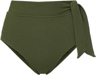 Change of Scenery Side Tie High Waist Bikini Bottom with Full Coverage in Olive Texture at Nordstrom, Size X-Small