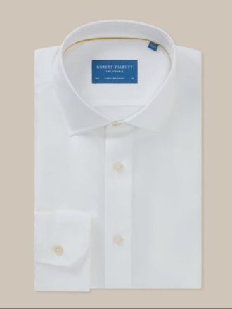 Robert Talbott Reynolds Twill Contemporary Fit Shirt in White at Nordstrom, Size 18.537