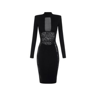 Elisabetta Franchi Lace-panelled Mesh-insert Dress