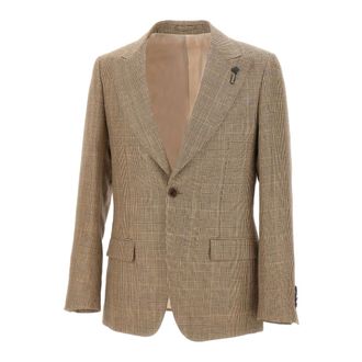 Lardini Blazers, male, Brown, Size: 5XL Houndstooth Blazer