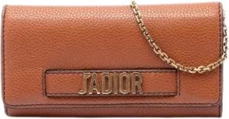 Dior Pre-owned JAdior Wallet on Chain - Dames - Vintage Clutch - Bruin - ONE Size - Leer - Vintage