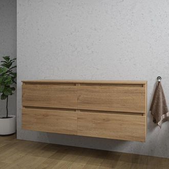 Saniclass Chaci Badkameronderkast - 140x46x55cm - 4 lades - greeploos - eiken