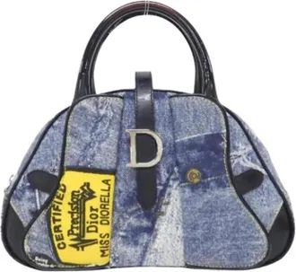 Dior Pre-owned Handbags, female, Blue, Size: ONE SIZE Pre-owned Canvas Bag