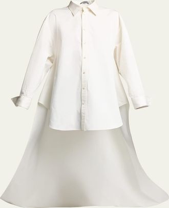 Balenciaga Organdi Cotton And Silk Poplin Button-Down Train Shirt