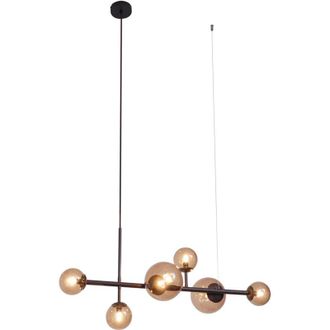 QAZQA Chic de hotel Lámpara colgante Hotel Chic bronce oscuro con cristal bronce 6 luces - Monaco Metálica /Vidrio Esfera Adecuado para led Max. 1 x 8 Watt