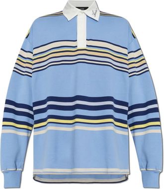 Amiri Gestreefd Oversized Poloshirt met Lange Mouwen - Heren - Polos - Blauw - S - Katoen - Tops